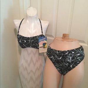 Sun Streak bikini NWT size 8 black/white